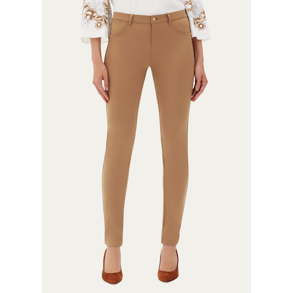 Lafayette 148 NY Pants Mercer Stretch Tan Womens 4 Ankle Slim Minimalist Neutral